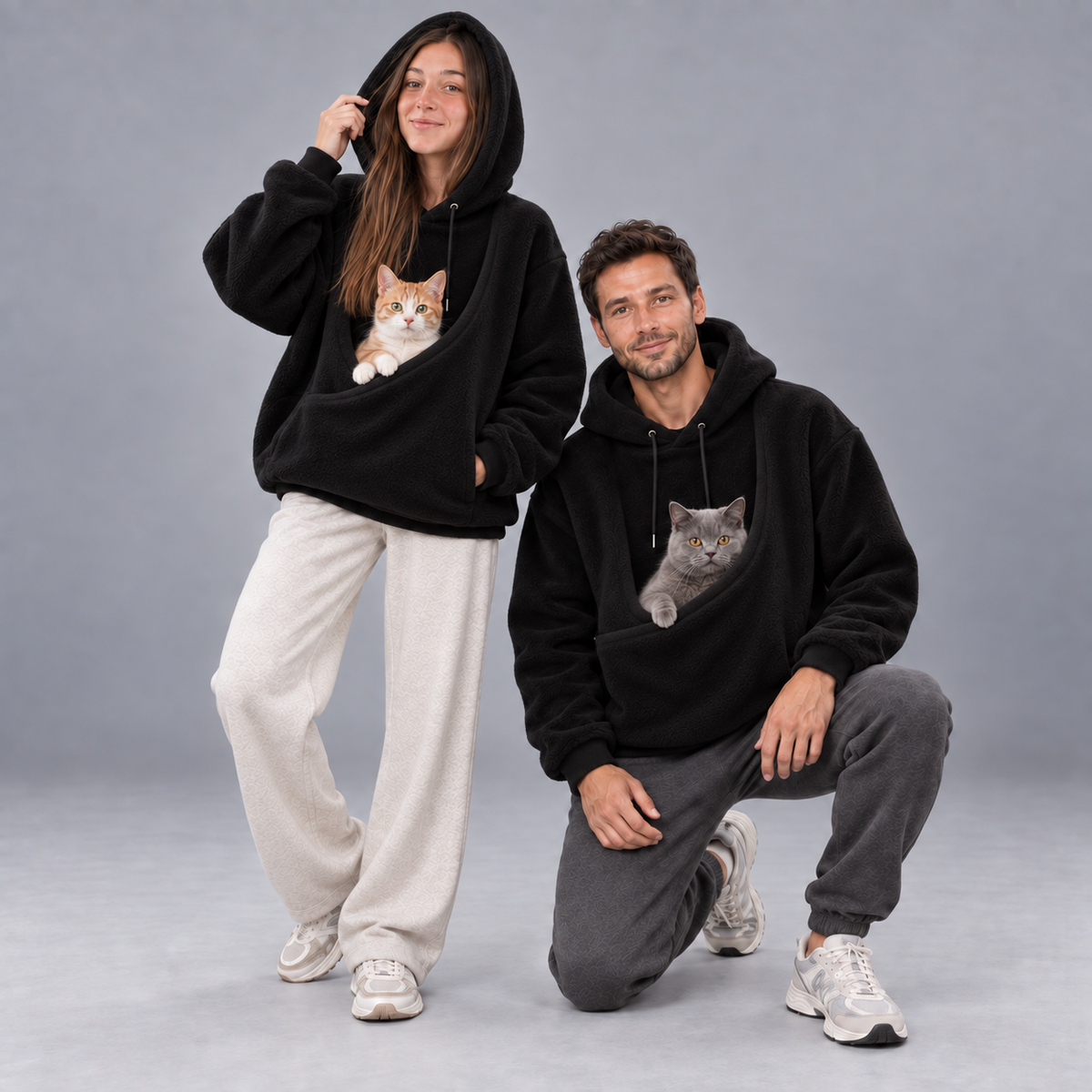 Teddy Pouch Cat Hoodie