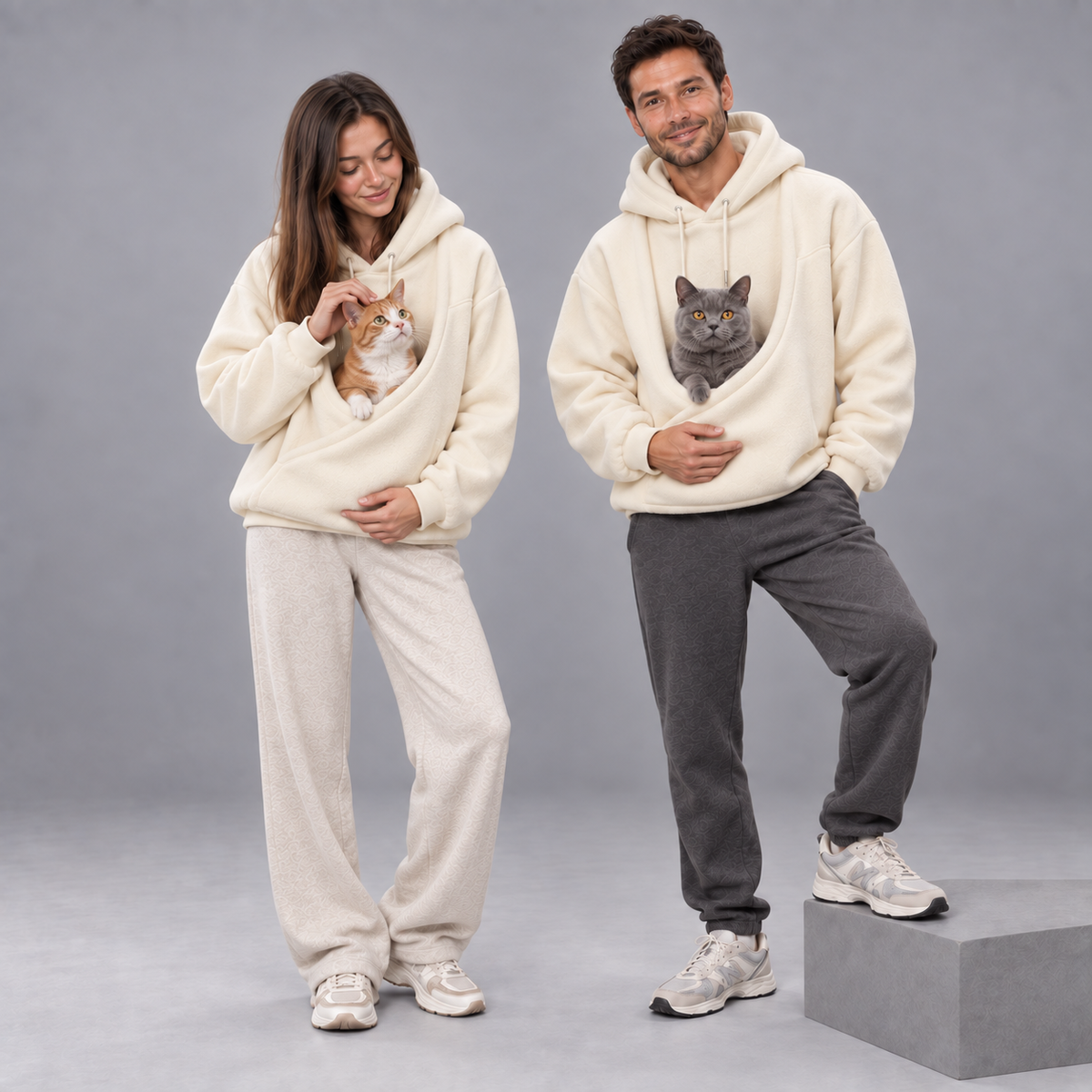 Teddy Pouch Cat Hoodie