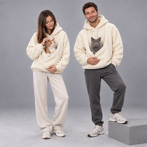 Teddy Pouch Cat Hoodie